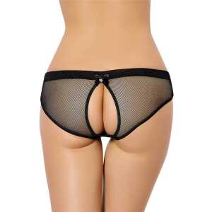 Sexy Black Netted Open Back Hipster Panty