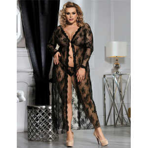 Black Plus Size Delicate Lace Gown