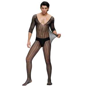 Black Lace Bodystocking For Men