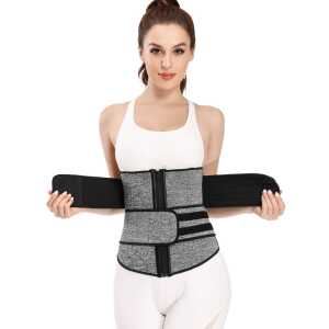 Zippered Double Belt 9 Steel Bones Neoprene Fitness Waist Trainer