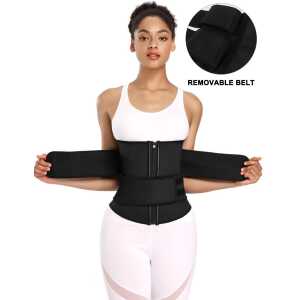 Zippered 9 Steel Bones Removable Double Belt Trainer