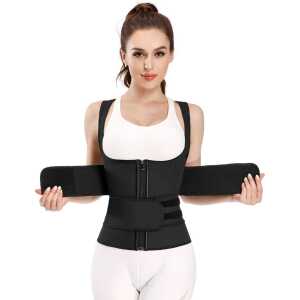 Latex Zippered Double Belt 9 Steel Bones One-piece Abdomen Vest Sling Shaper