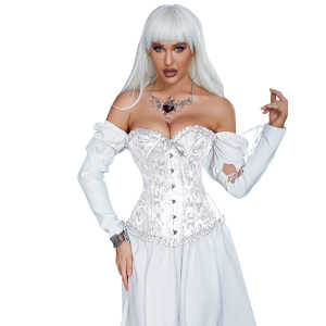 12 Pieces Soft Steel Bones Black Sexy Jacquard Palace Style Corset
