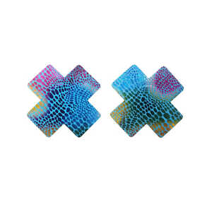 Blue Lnk Painting Fish Scale Nipples Covers