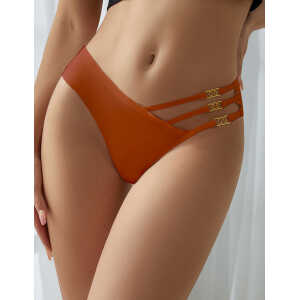Orange Sexy Seamless Panty With Buckles Decoration