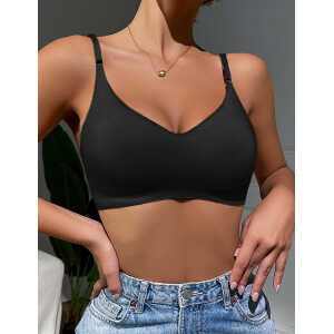 Black Ice Silk Seamless Bra With Removable Chest Pad