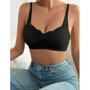 Black Wavy Edge Removable Pads Ice Silk Women Seamless Bra