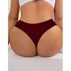 Burgundy Sexy High Elastic Low Waist Seamless Panty