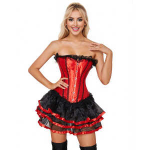 12 Pieces Plastic Bones Black Lace Red Corset