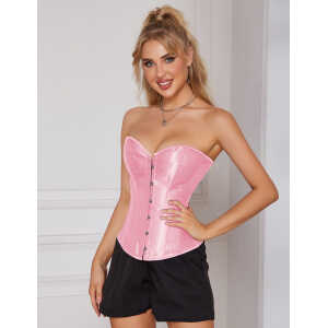 14 Pieces Plastic Bones Pink Sexy Satin Tube Top Palace Style Corset