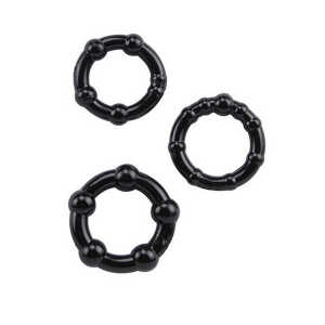 Black 3 Penis Rings Set Beaded Cock Ring To Delay Ejaculation