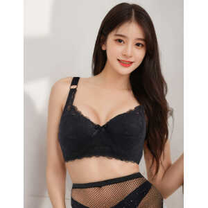 Black Sexy Lace Underwire Thin Padded Cup Bras For Women